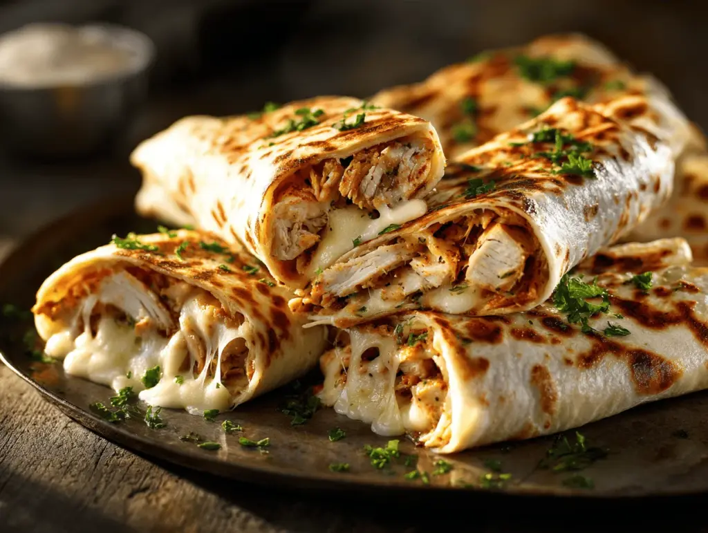 cheesy garlic chicken wraps - featured image