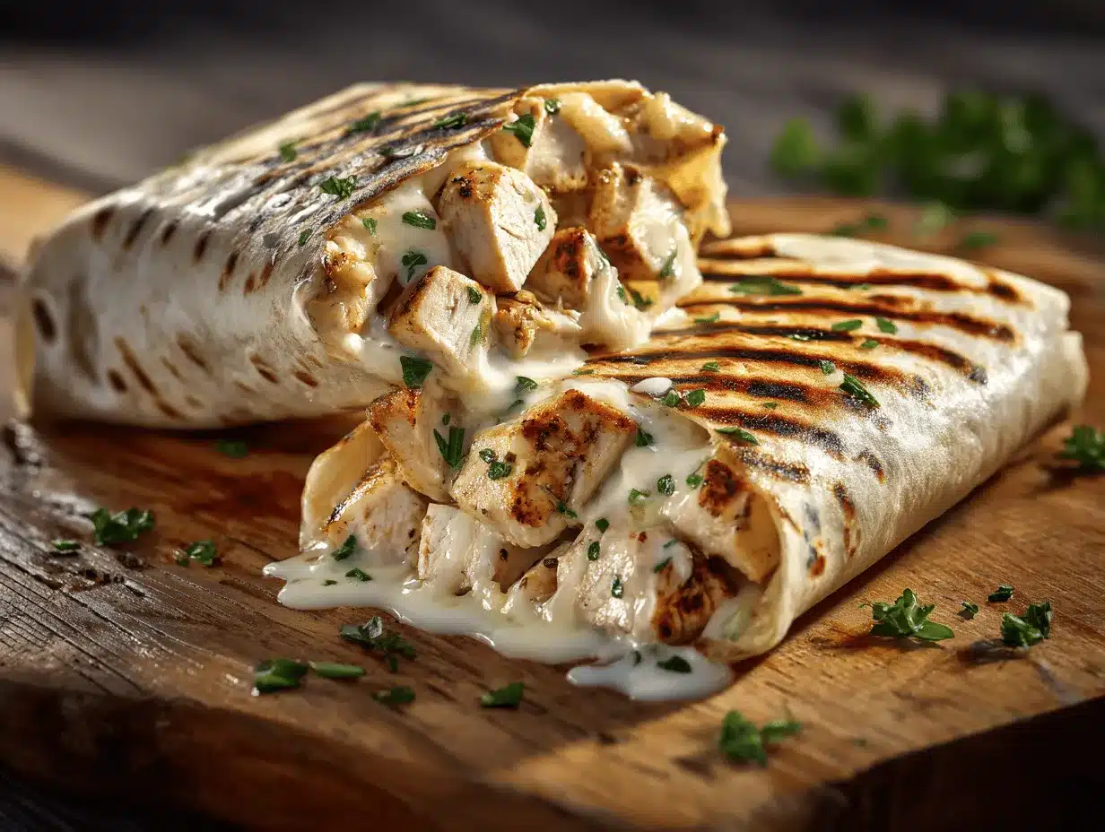 cheesy garlic chicken wraps preparation steps
