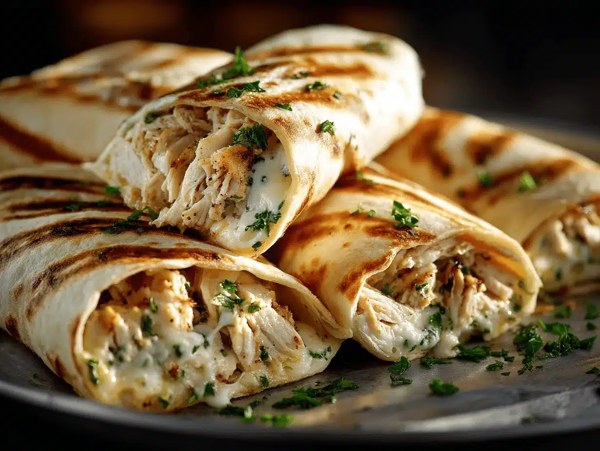 cheesy garlic chicken wraps preparation steps