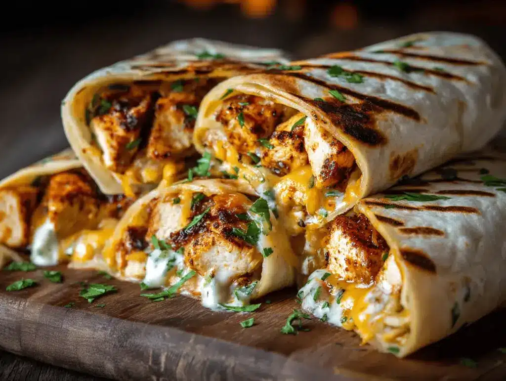 cheesy garlic ranch chicken wraps - featured image