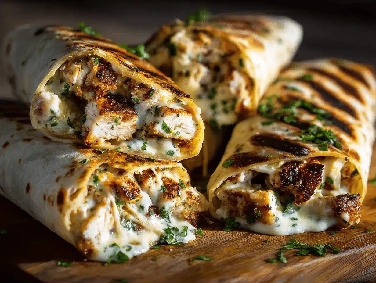 cheesy garlic ranch chicken wraps preparation steps
