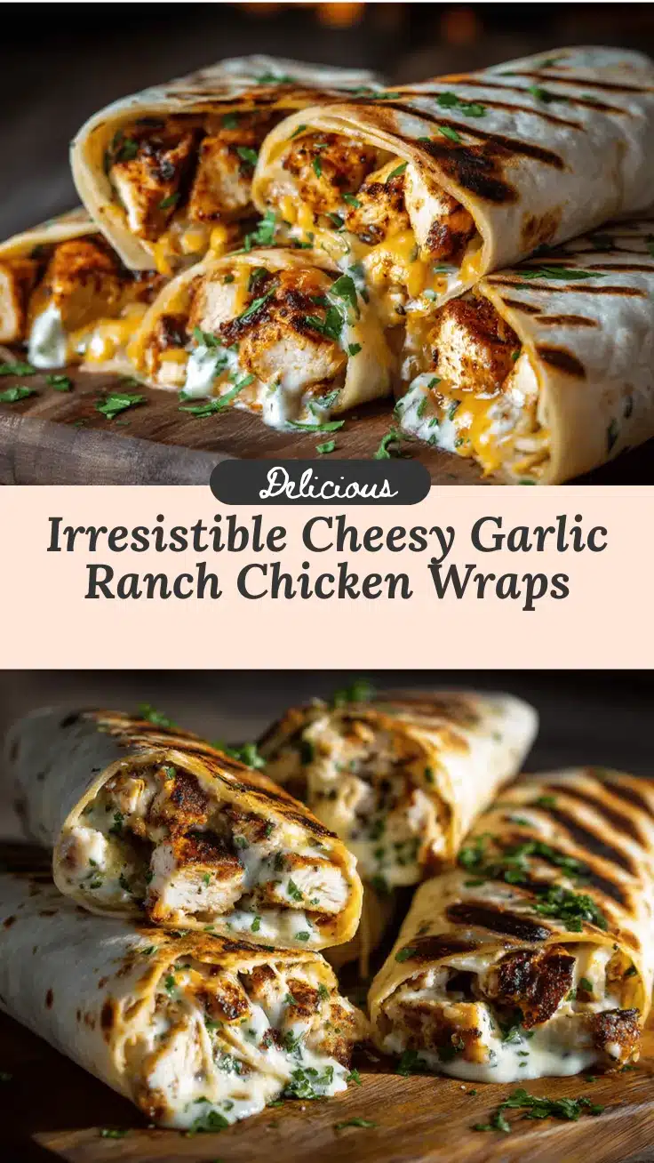 cheesy garlic ranch chicken wraps recipe