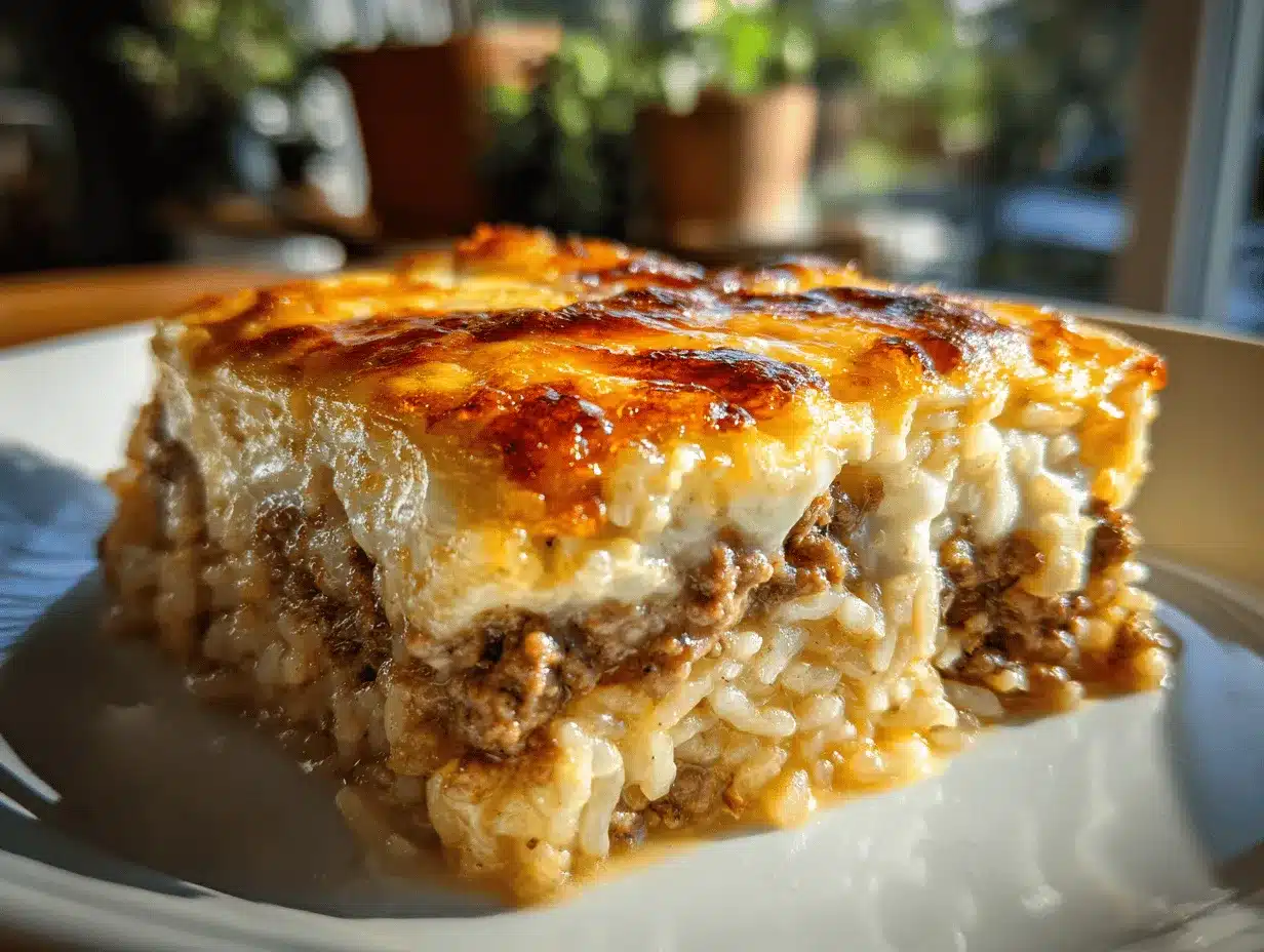 cheesy ground beef rice casserole preparation steps