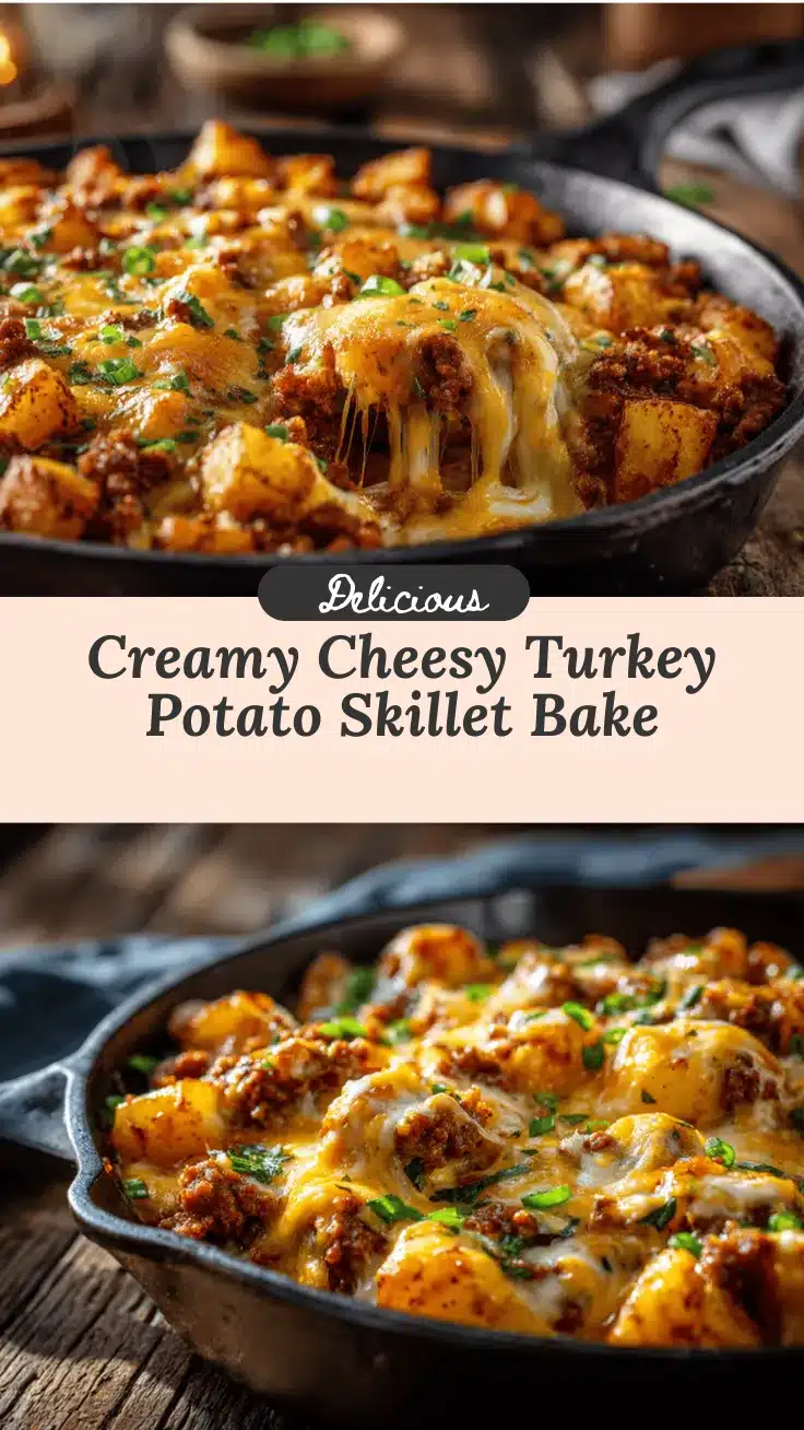 cheesy ground turkey and potato skillet bake recipe