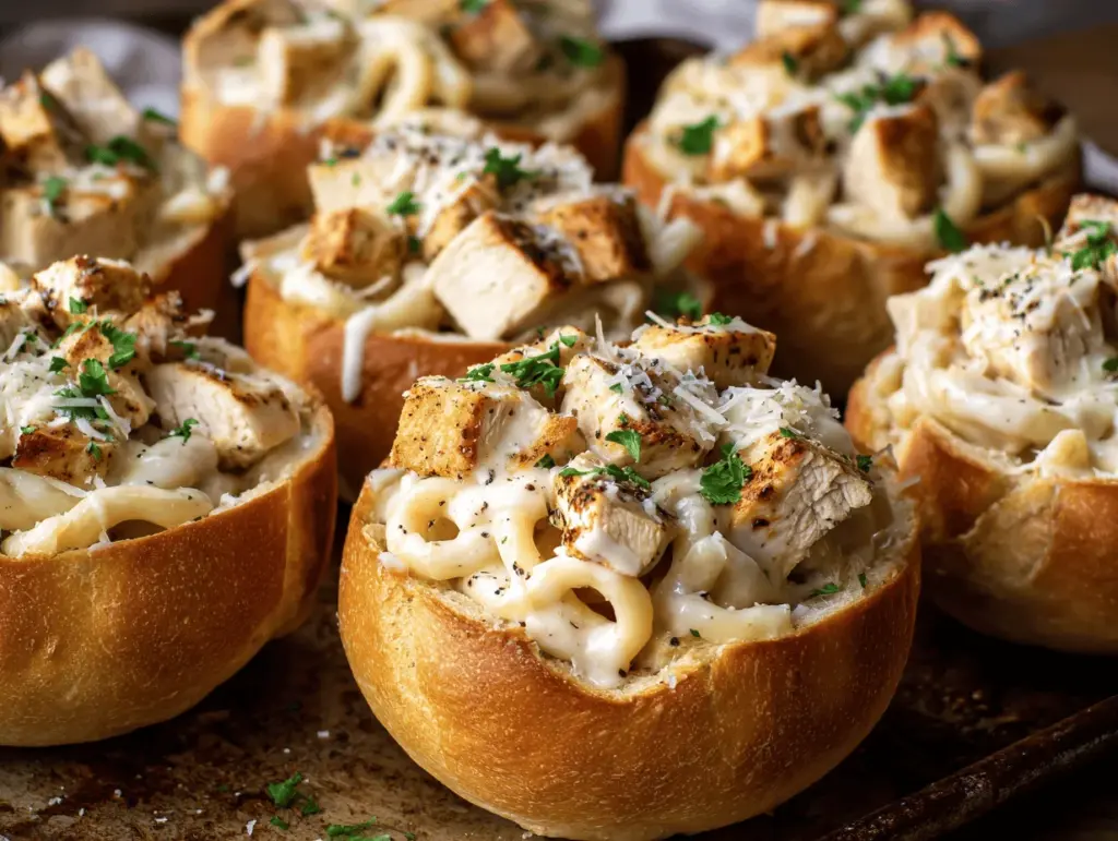 Chicken Alfredo Garlic Bread Bowls - featured image