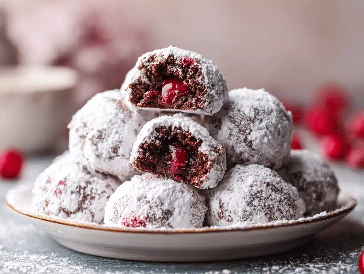 Chocolate Cherry Snowball Cookies preparation steps
