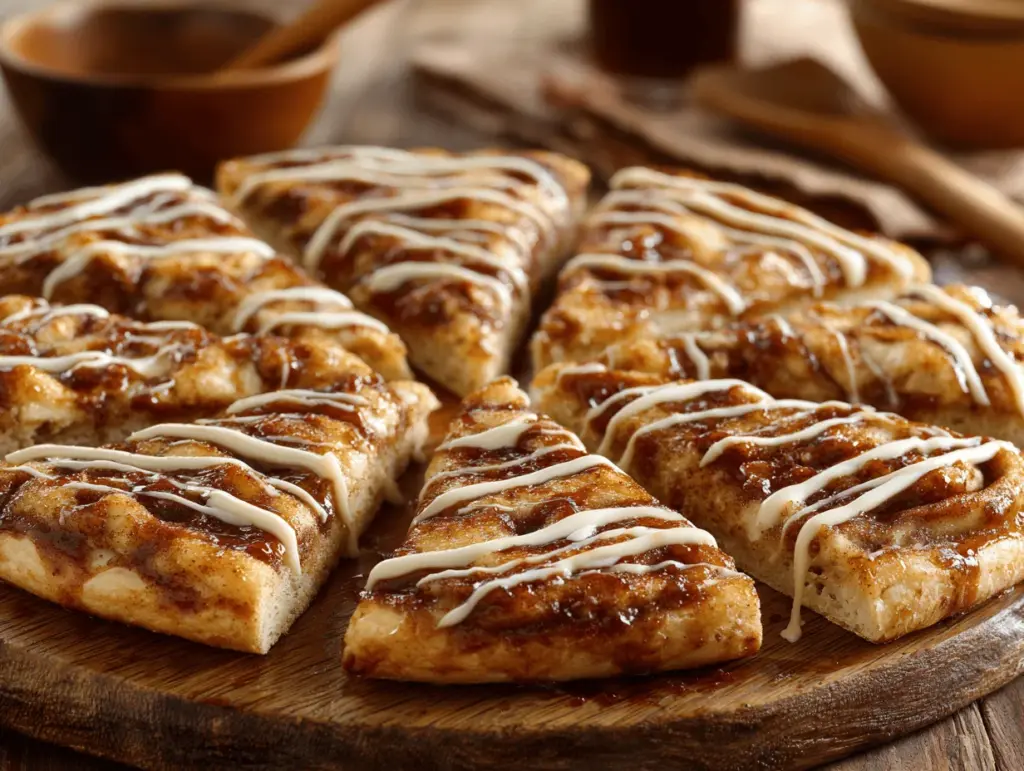 cinnamon roll dessert pizza - featured image