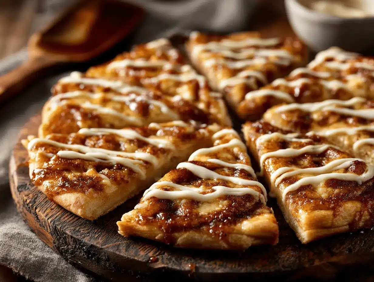 cinnamon roll dessert pizza preparation steps