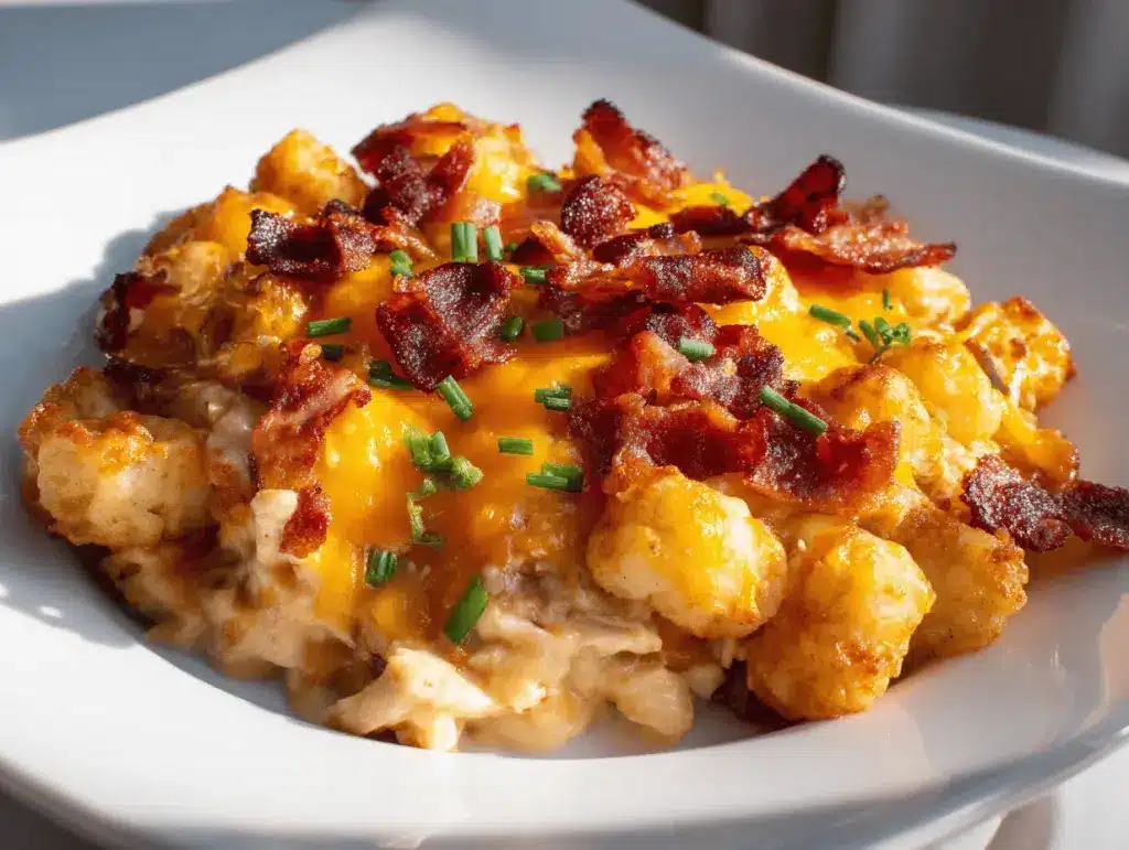 crack chicken tater tot casserole - featured image