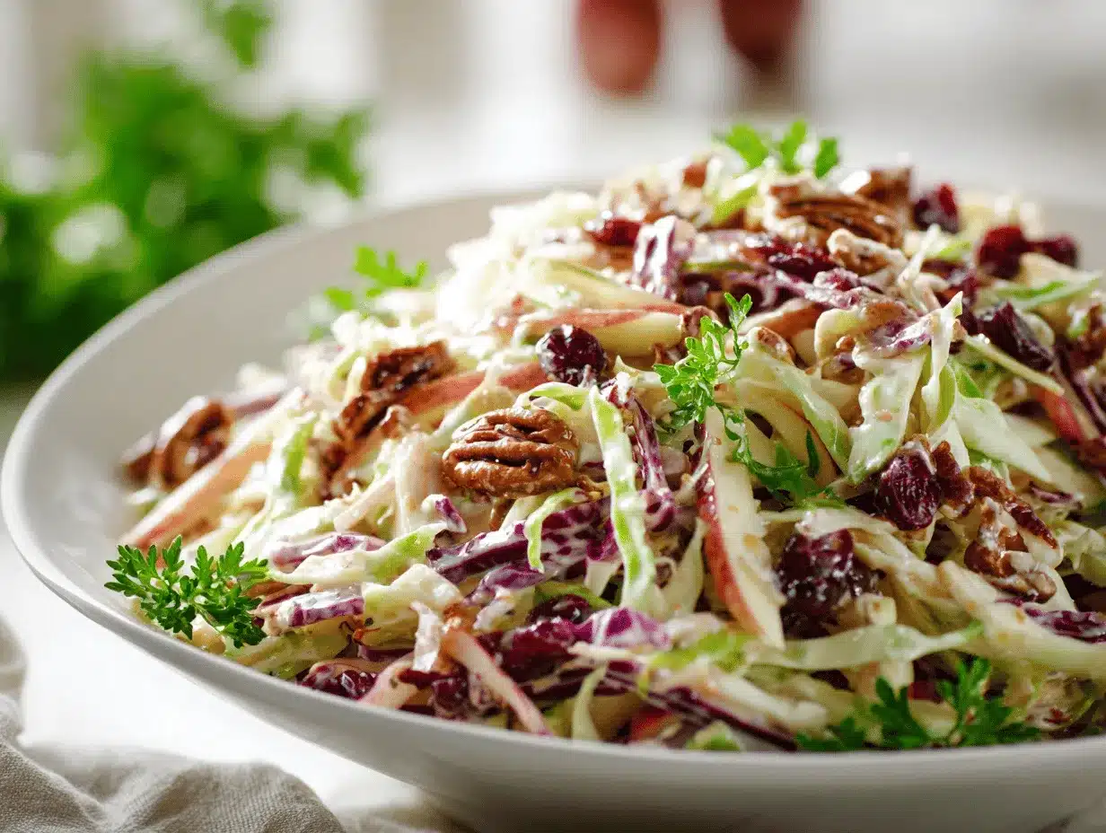 creamy apple cranberry coleslaw preparation steps