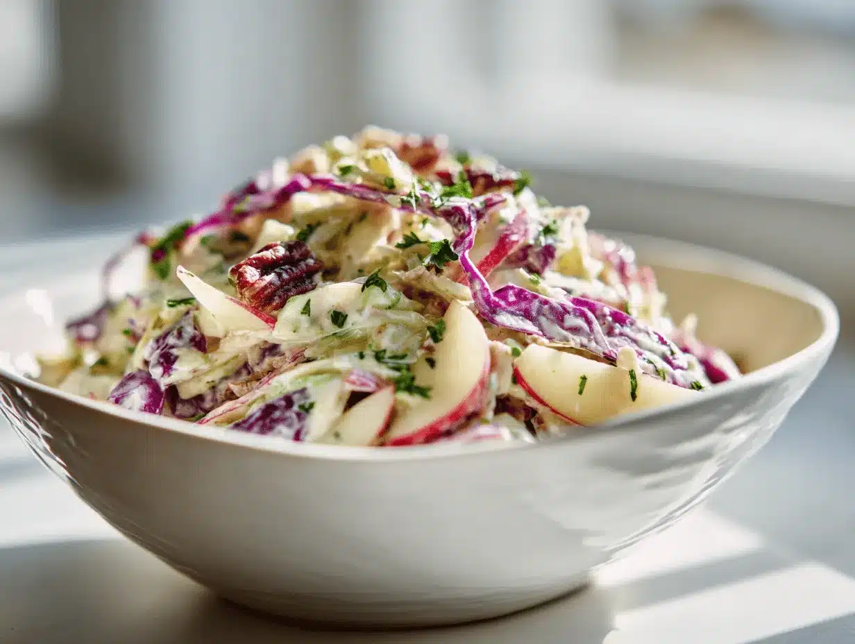 creamy apple cranberry pecan coleslaw preparation steps