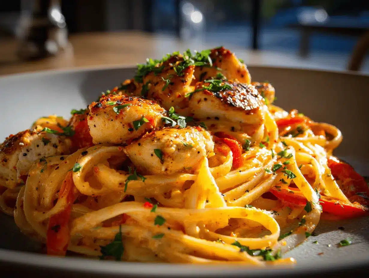 creamy Cajun chicken linguine preparation steps
