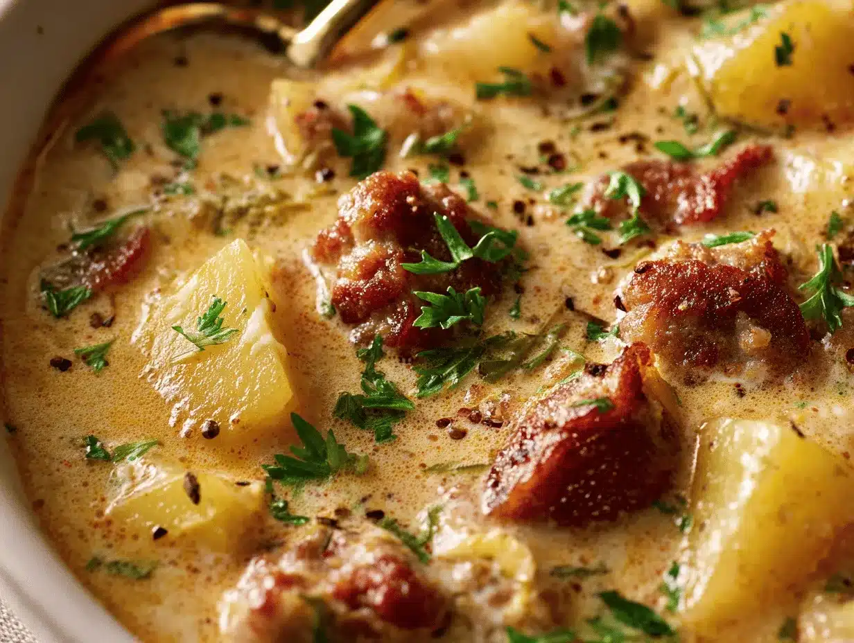 creamy Italian sausage and potato soup preparation steps