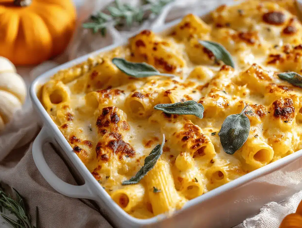 creamy pumpkin Alfredo baked pasta preparation steps