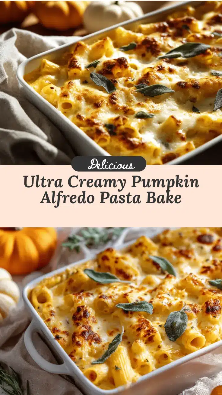 creamy pumpkin Alfredo baked pasta recipe