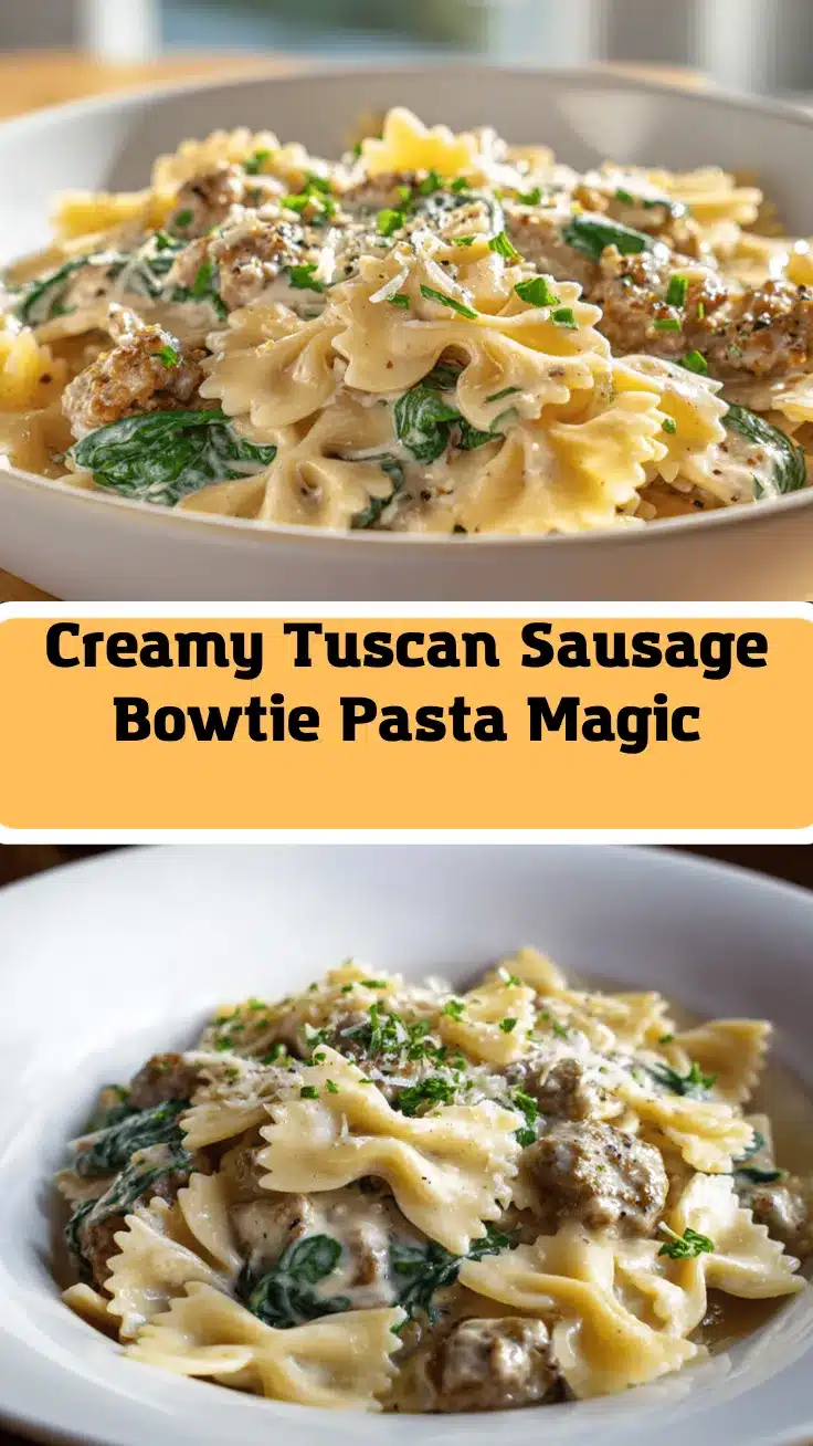 creamy Tuscan sausage and spinach bowtie pasta recipe