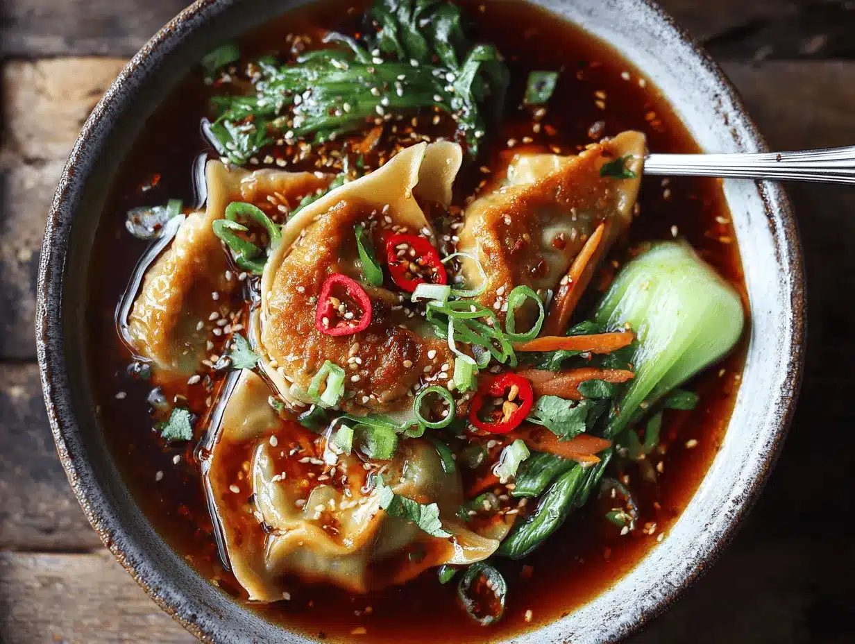 crispy chicken potsticker soup preparation steps