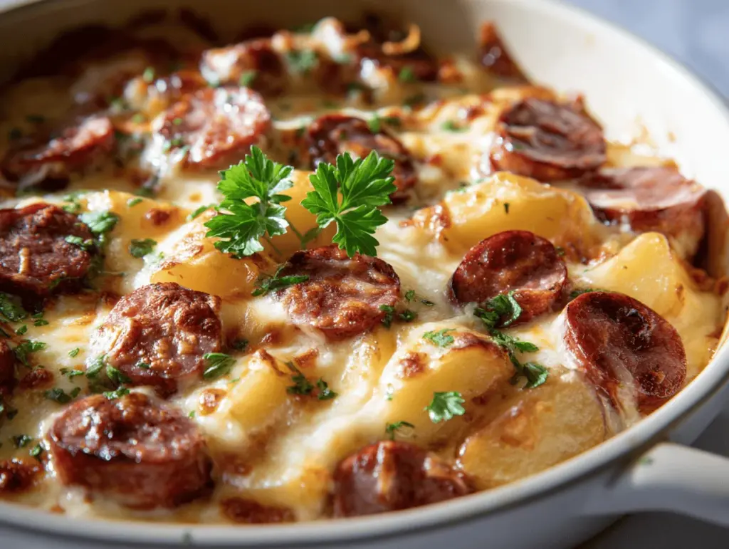 crockpot cheesy loaded potato casserole - featured image