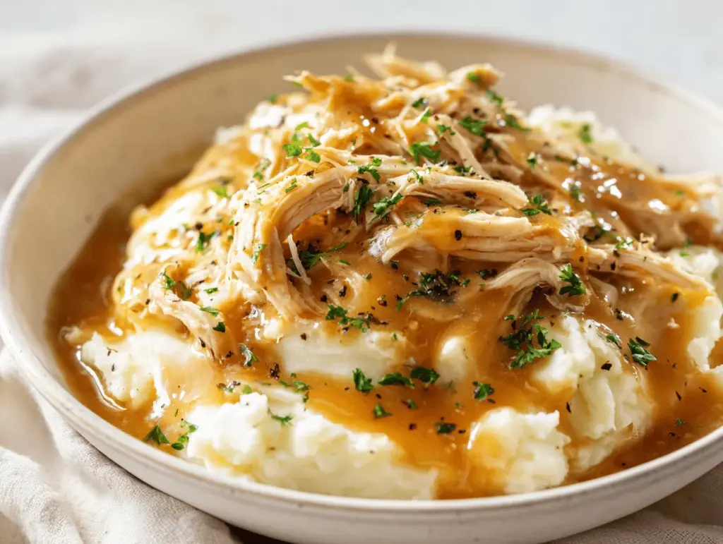 crockpot chicken and gravy bowls - featured image