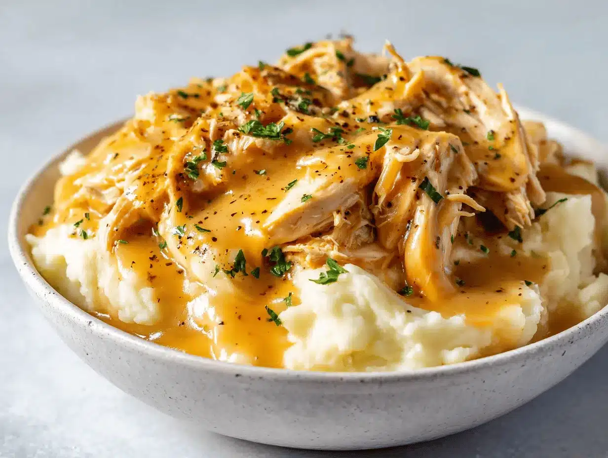 crockpot chicken and gravy bowls preparation steps