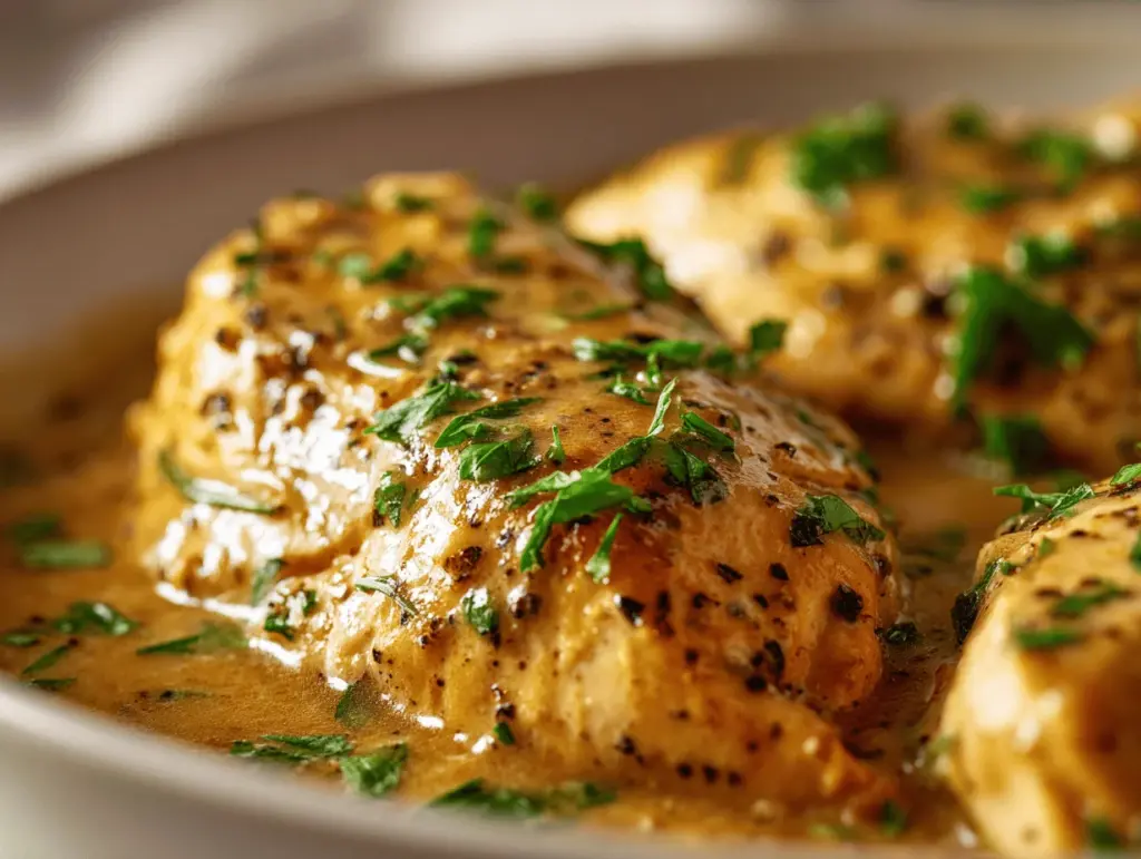 crockpot creamy ranch chicken and gravy - featured image