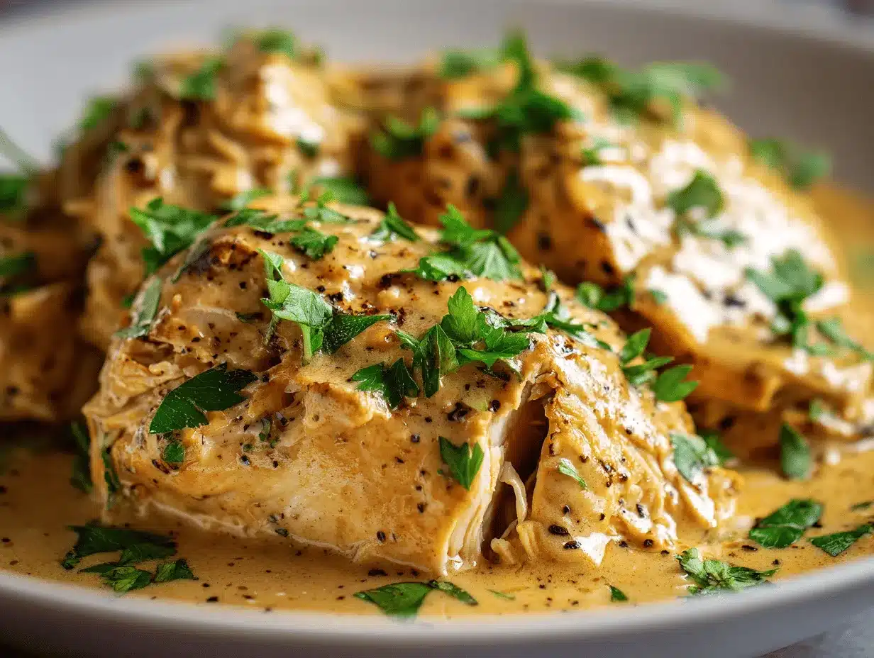 crockpot creamy ranch chicken and gravy preparation steps