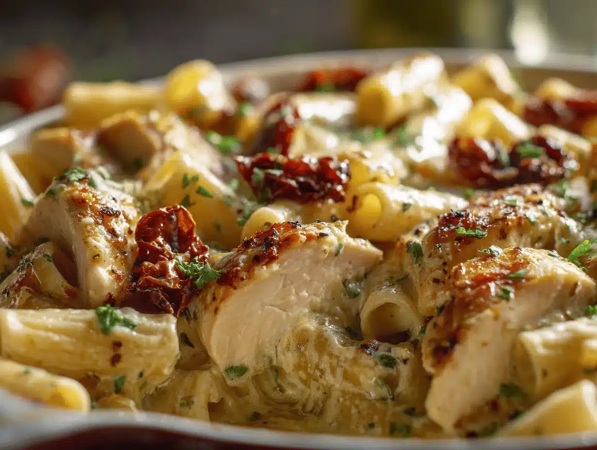 Crockpot Marry Me Chicken Pasta Bake preparation steps