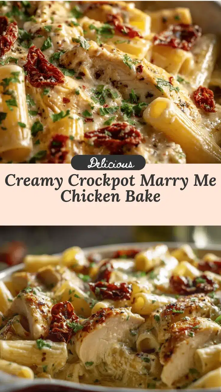 Crockpot Marry Me Chicken Pasta Bake recipe
