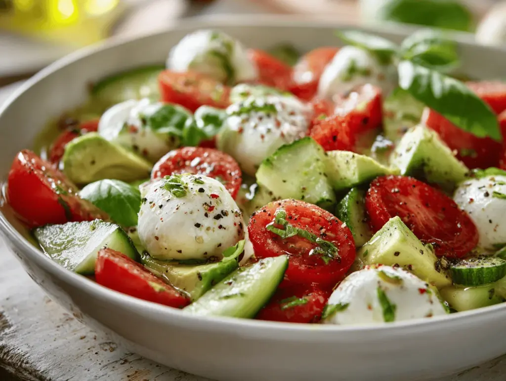 cucumber mozzarella salad - featured image