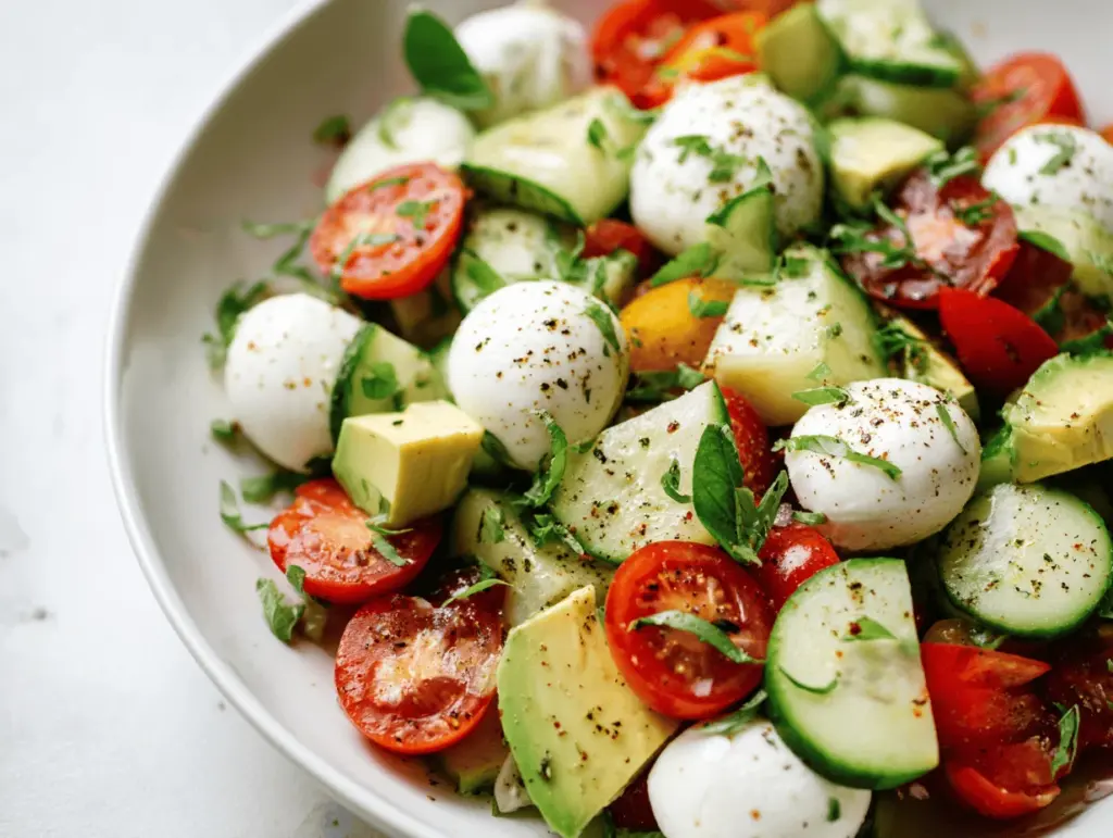 cucumber mozzarella salad - featured image