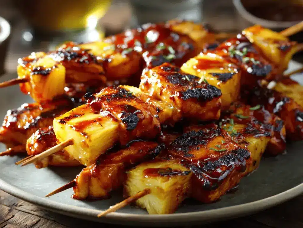 Hawaiian BBQ Chicken and Pineapple Skewers - featured image