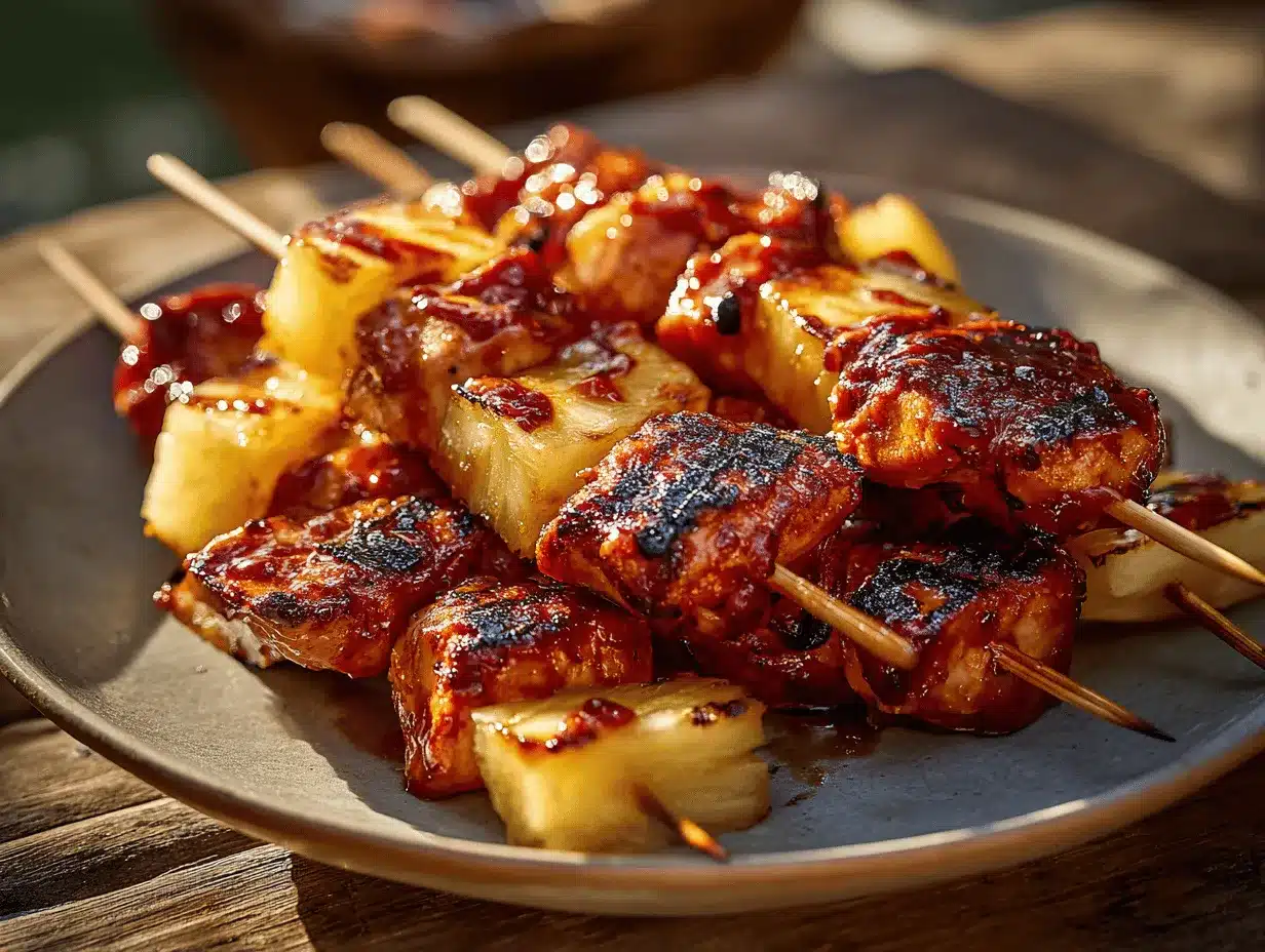 Hawaiian BBQ Chicken and Pineapple Skewers preparation steps