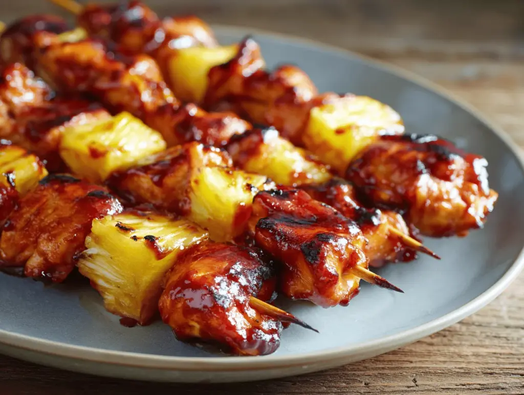 honey bourbon BBQ chicken skewers - featured image