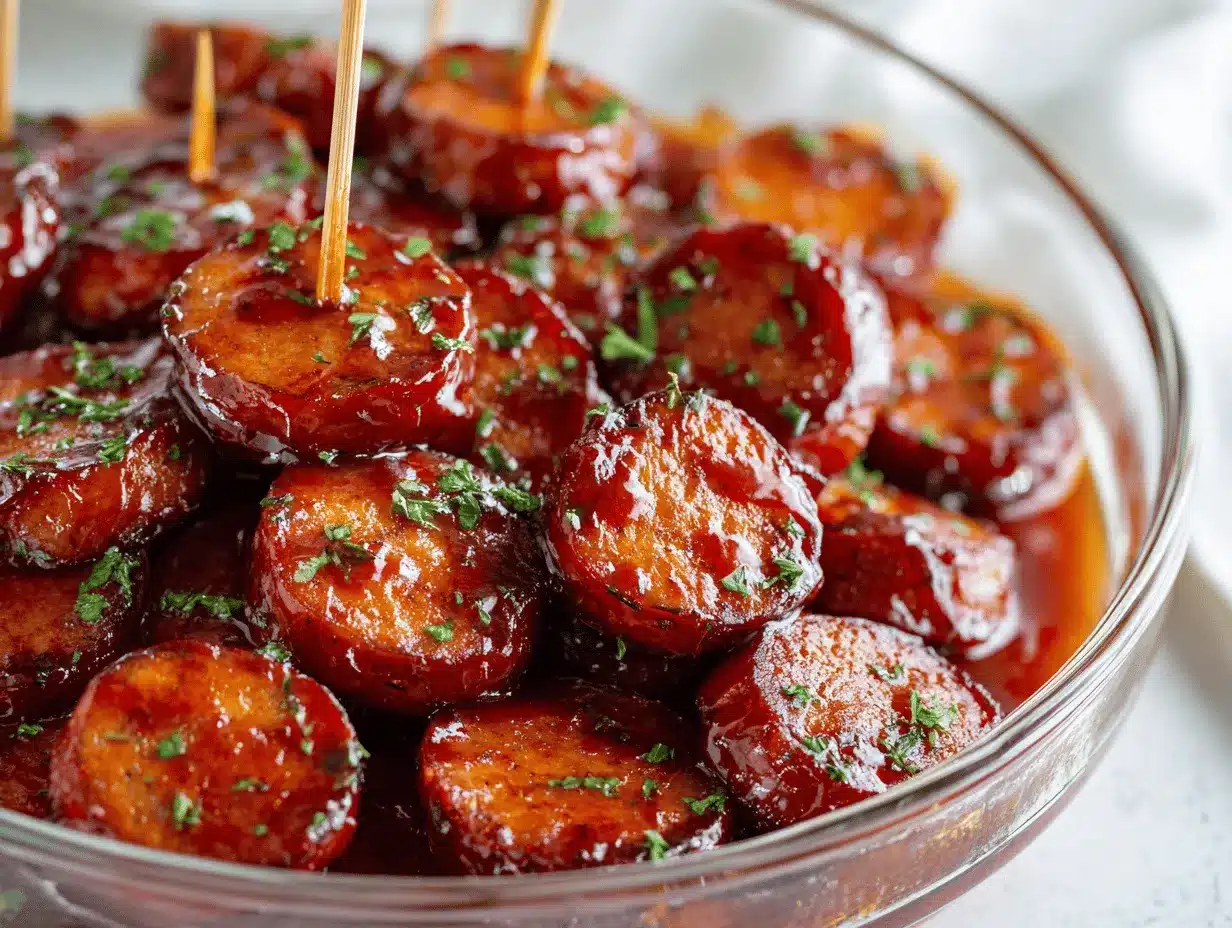 honey garlic BBQ sausage bites preparation steps