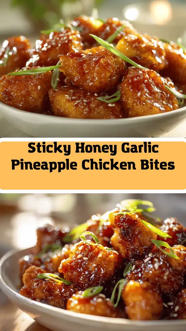 honey garlic pineapple chicken bites recipe