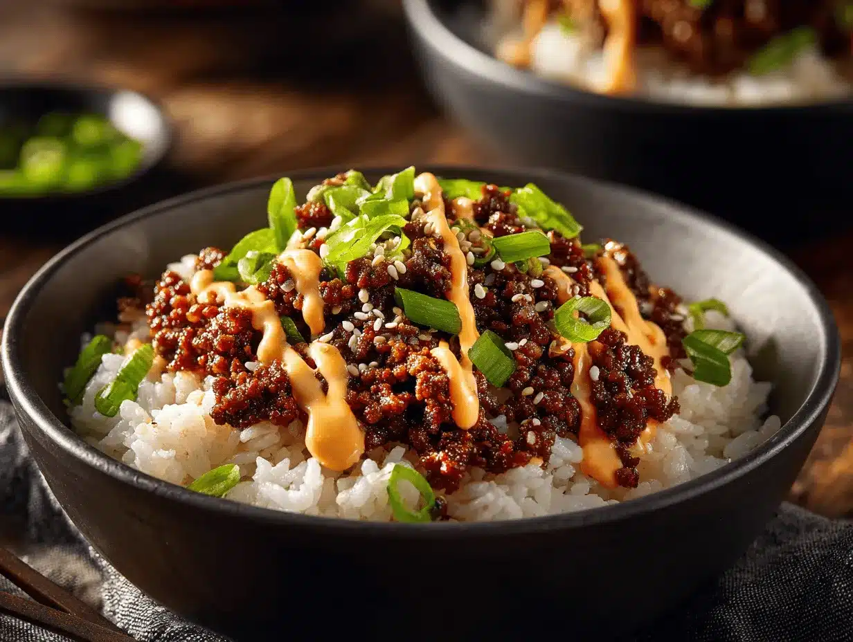 Korean BBQ ground beef bowls preparation steps
