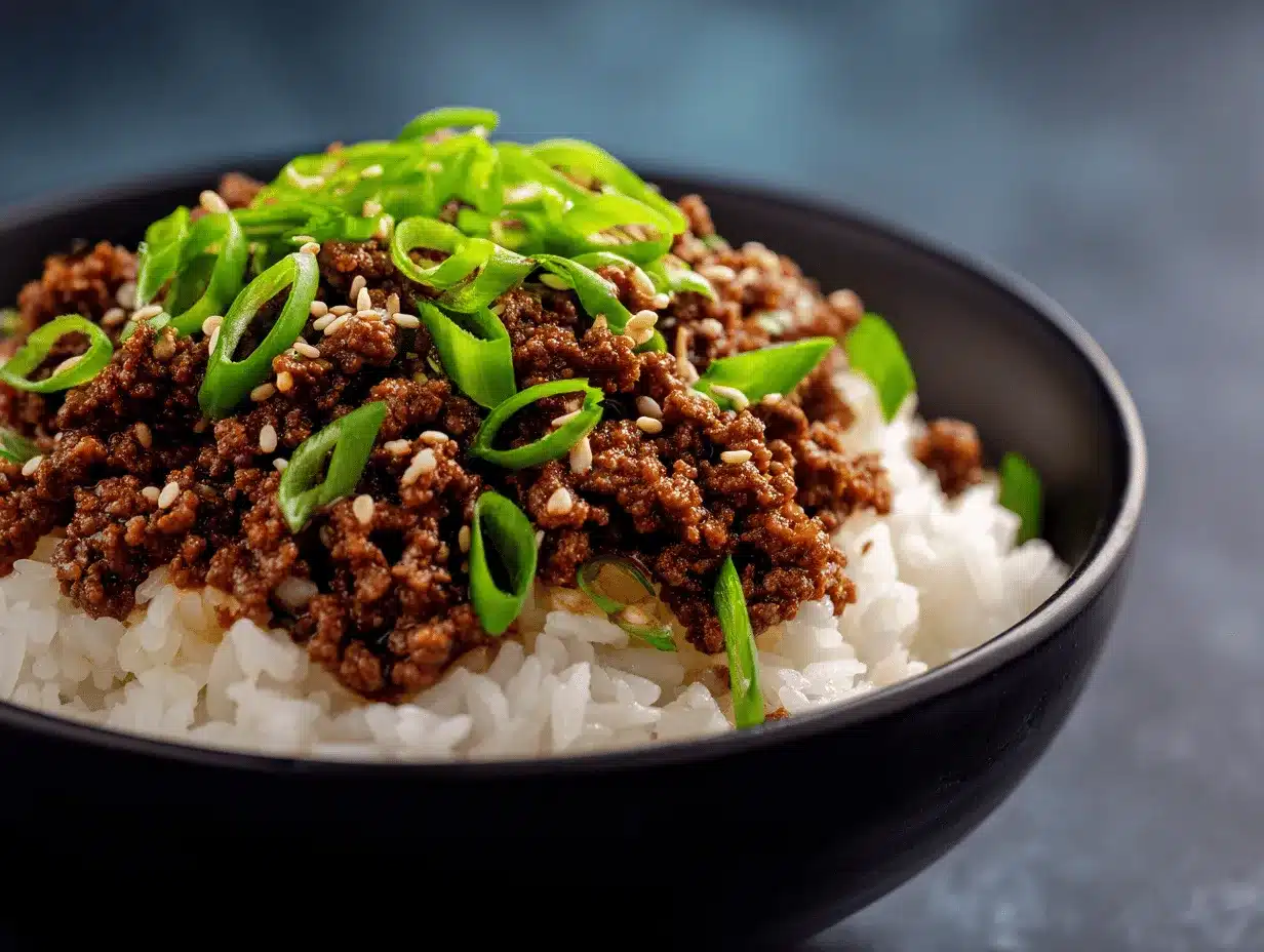 Korean ground beef bowl preparation steps