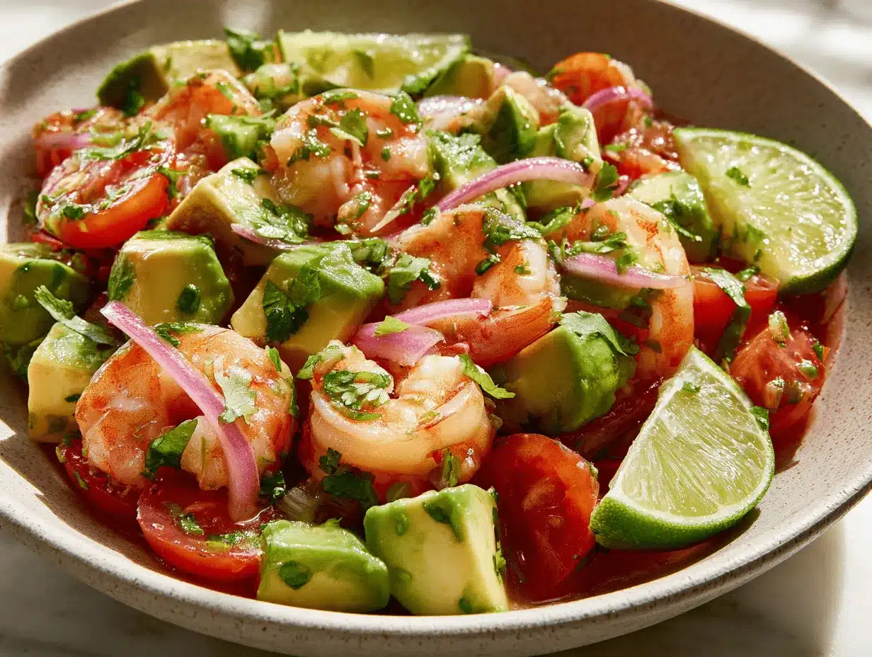 lime shrimp and avocado salad preparation steps