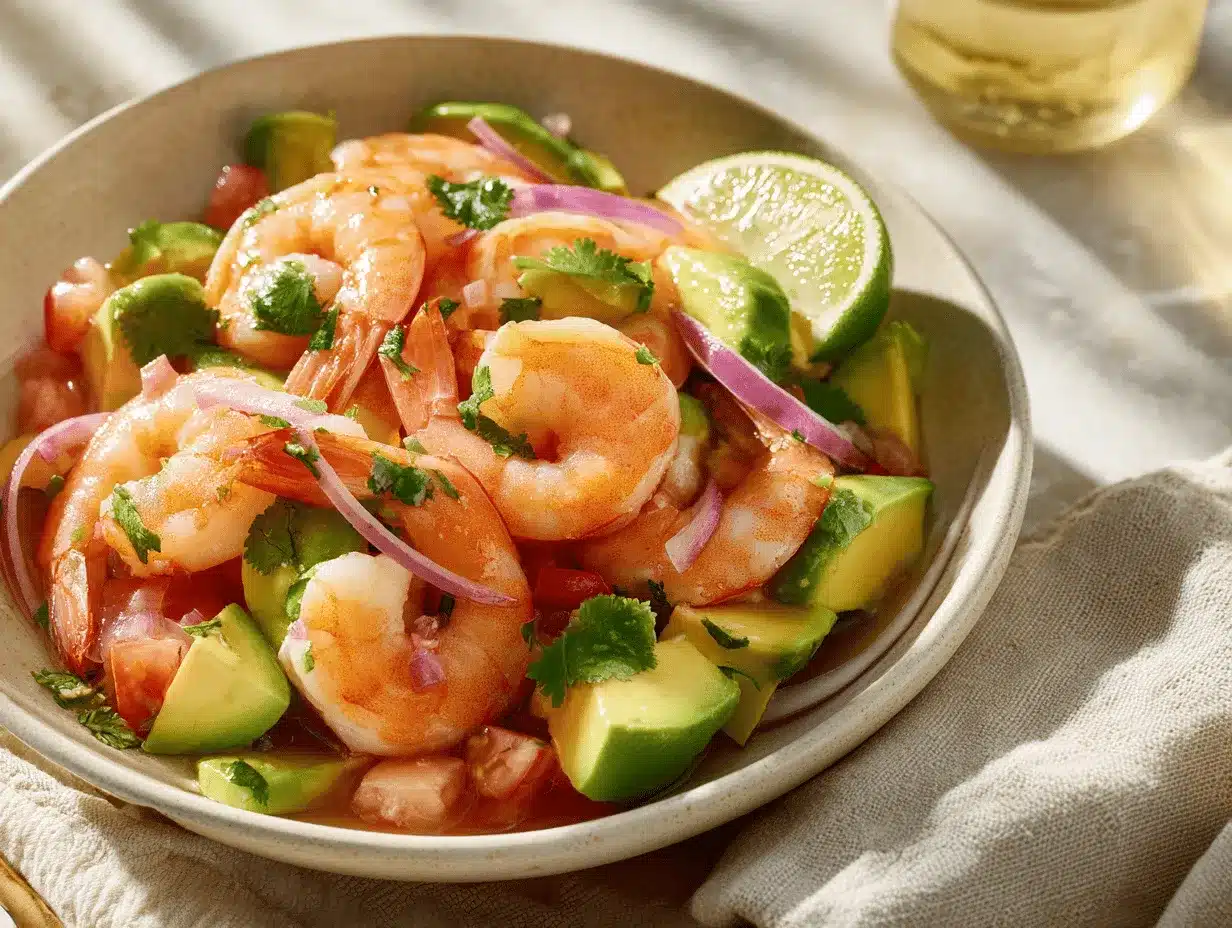 lime shrimp and avocado salad preparation steps