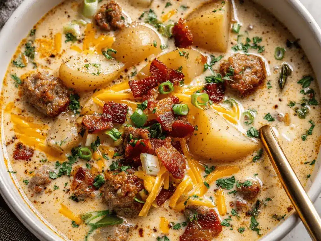 loaded potato and sausage soup - featured image