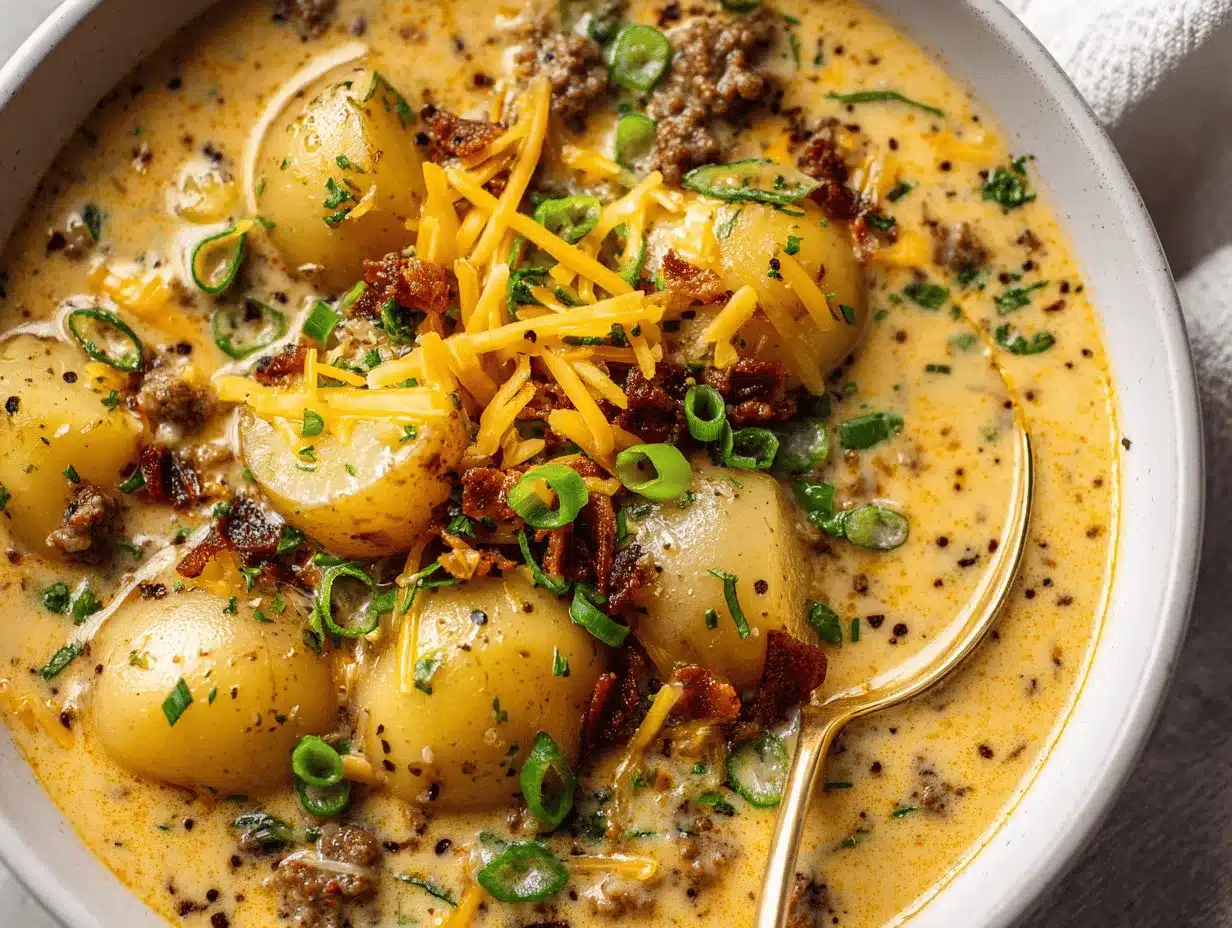loaded potato and sausage soup preparation steps