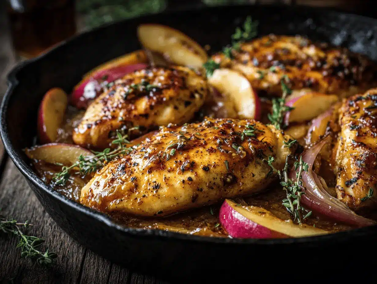 maple apple dijon chicken skillet preparation steps