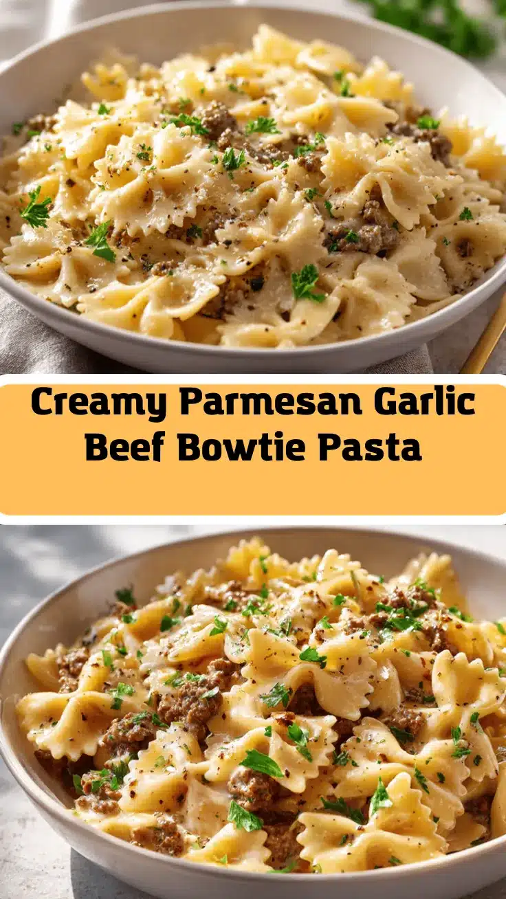 parmesan garlic beef bowtie pasta recipe