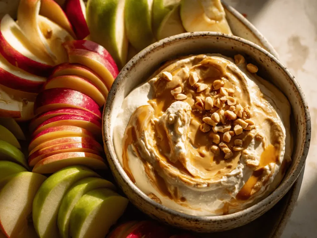 peanut butter yogurt apple dip - featured image