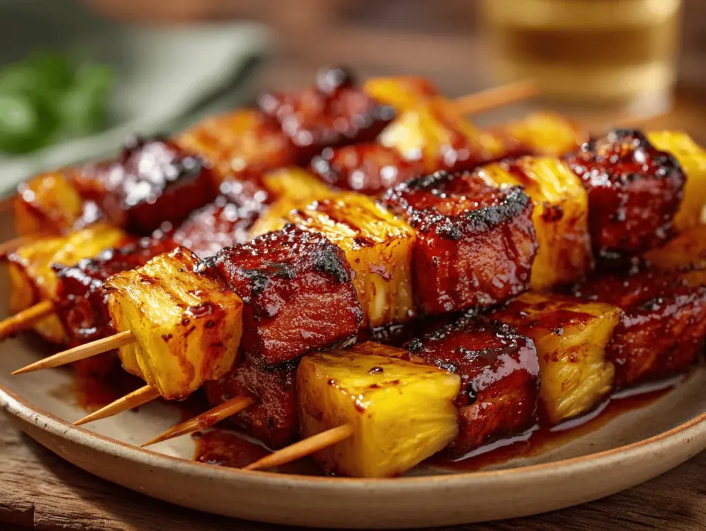 pineapple BBQ pork skewers - featured image