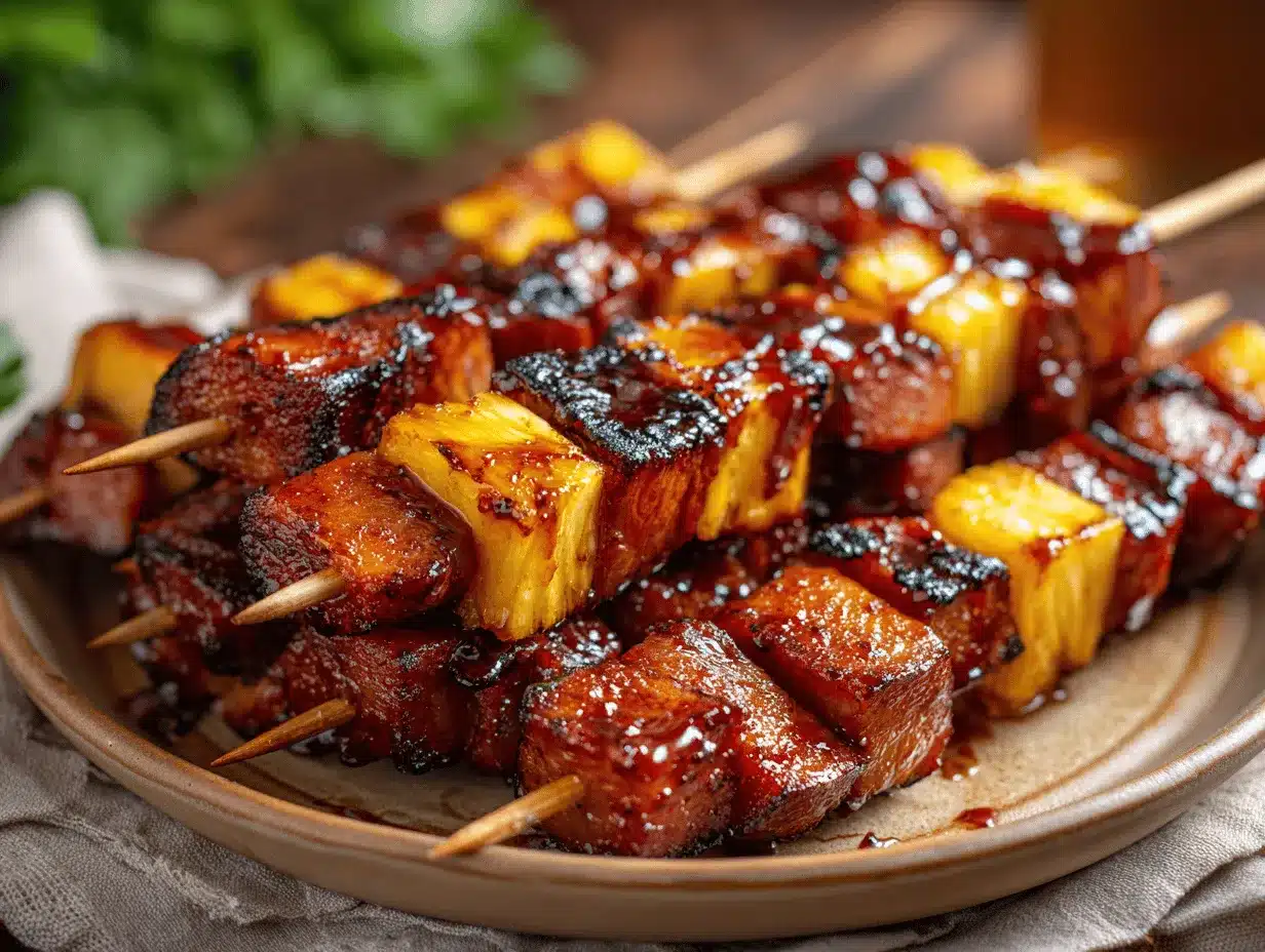 pineapple BBQ pork skewers preparation steps
