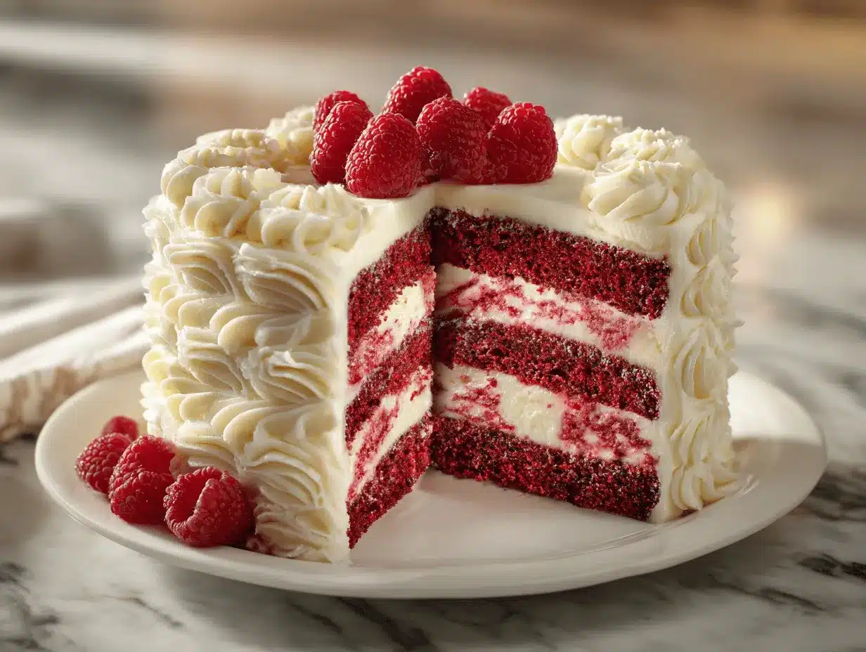 red velvet raspberry swirl cake preparation steps