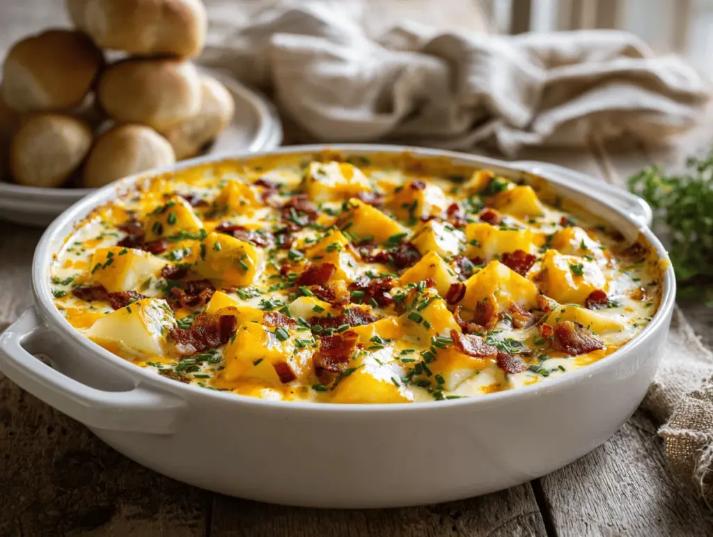 slow cooker ranch bacon cheddar potato casserole - featured image