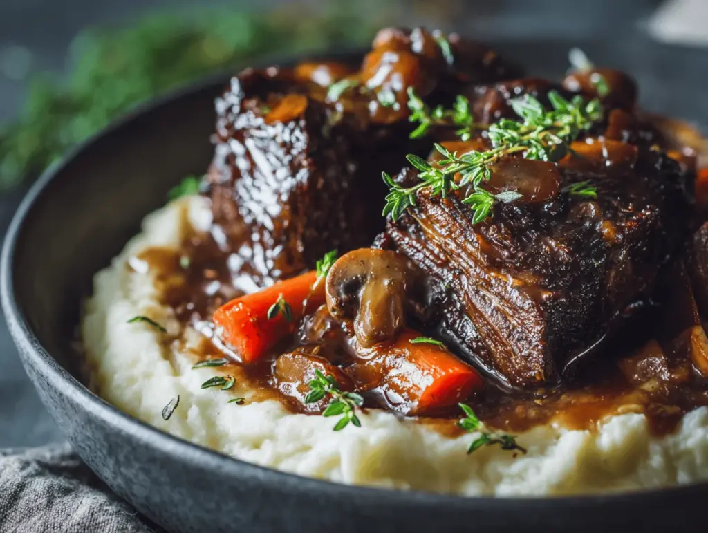 slow cooker red wine braised short ribs - featured image
