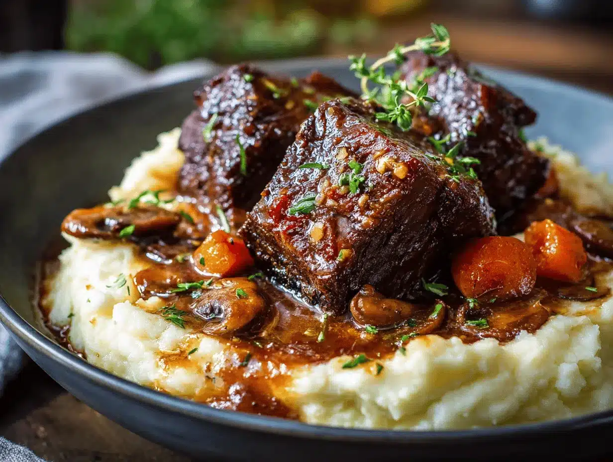 slow cooker red wine braised short ribs preparation steps